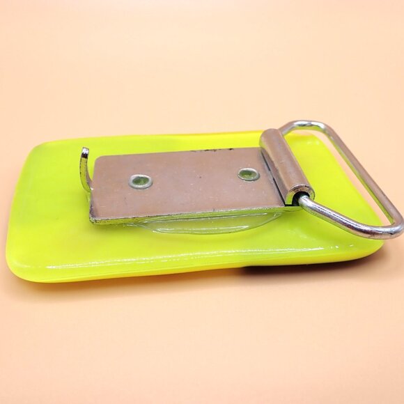 Eccentric Abstract Art Glass Neon Yellow Green Belt Custom Buckle main image 8